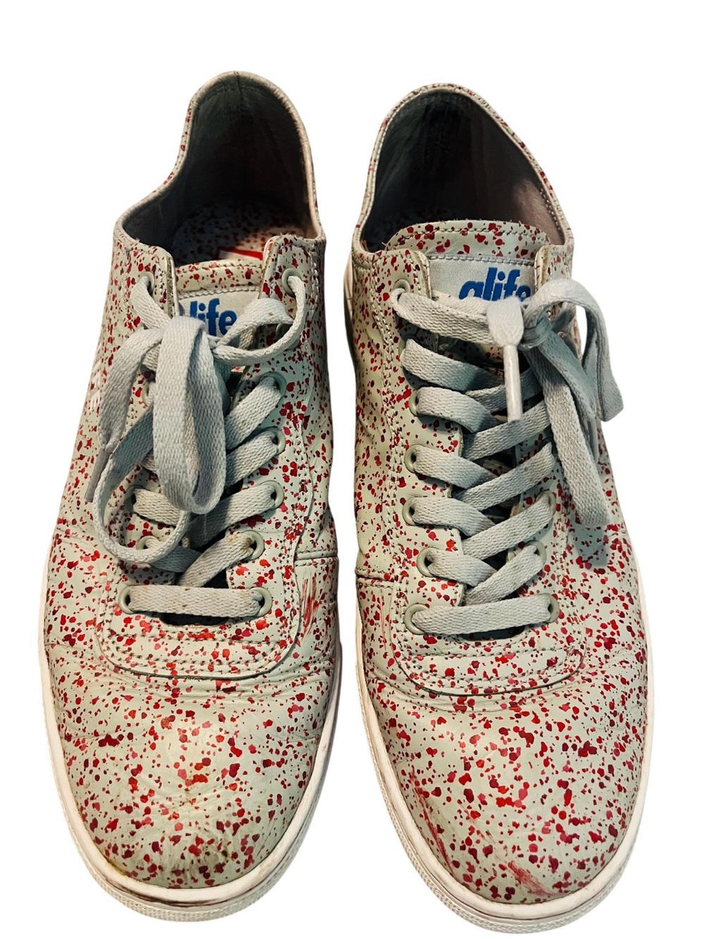 Alife White Sneakers with Red Speckle Print